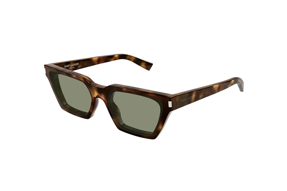 Occhiali da sole Saint Laurent Calista SL 633 cat eye rettangolari havana