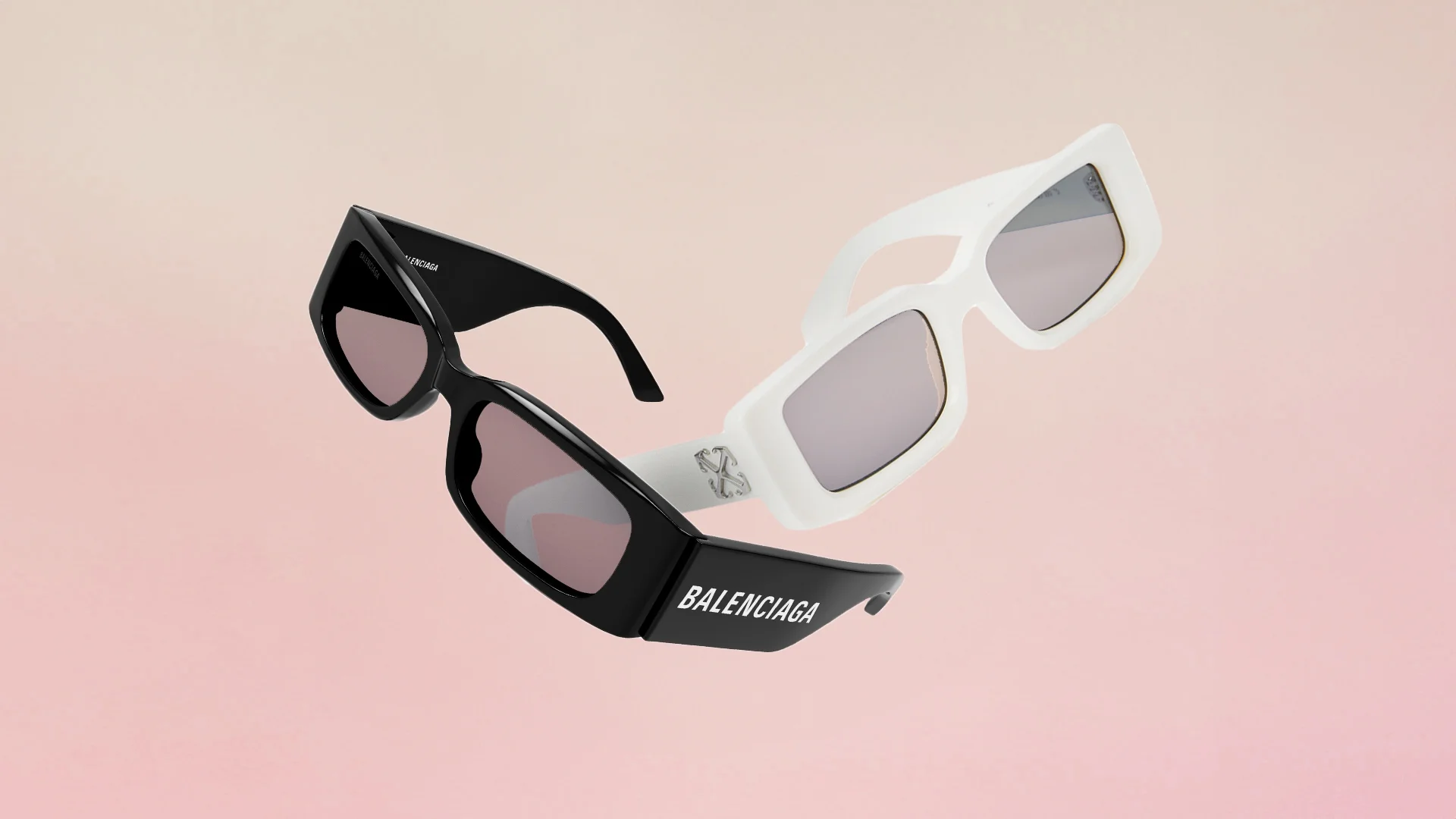 Occhiali da sole rettangolari neri e bianchi 